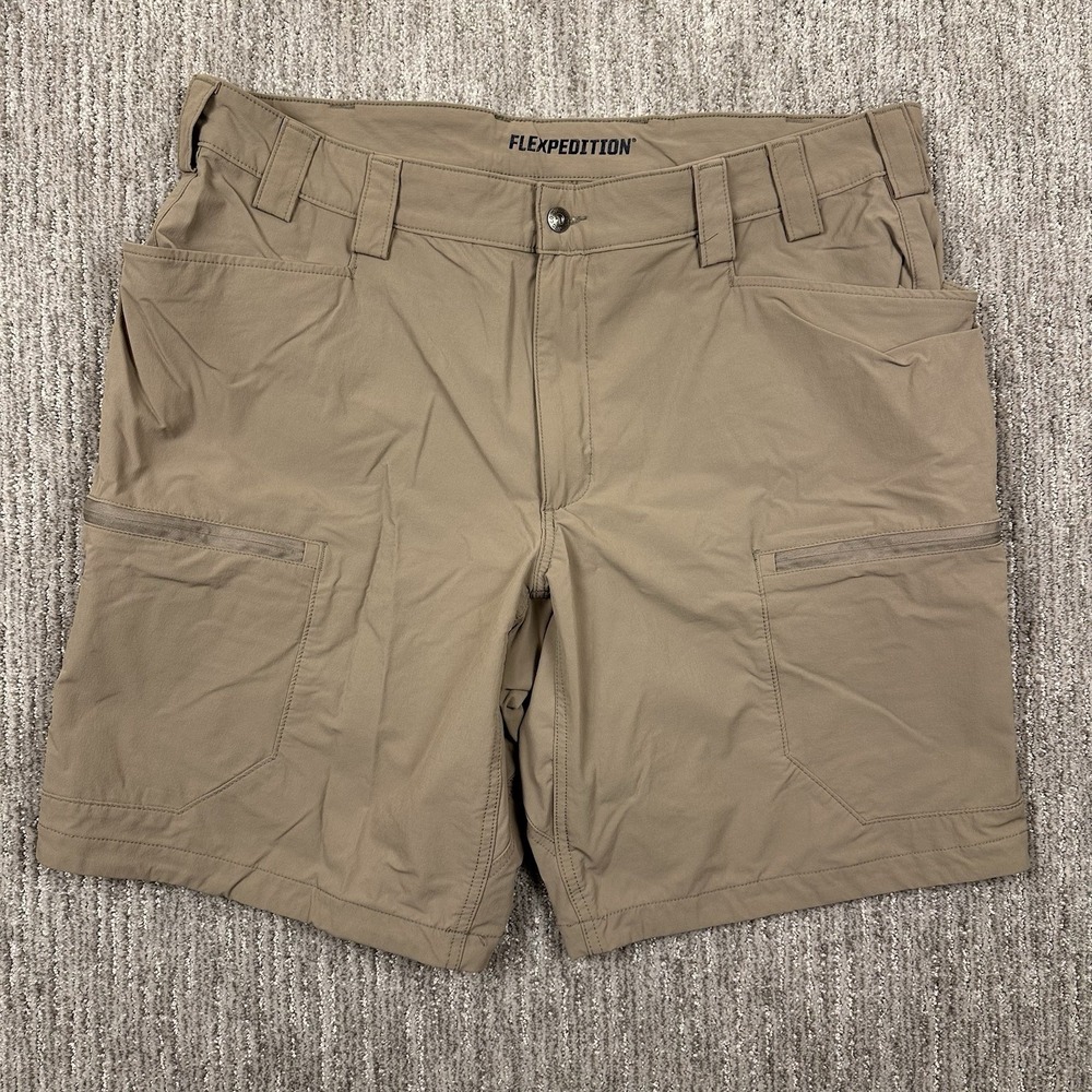 Duluth Trading Flexpedition Mens Beige Nylon Cargo Outdoor Short Size 42 Relaxed